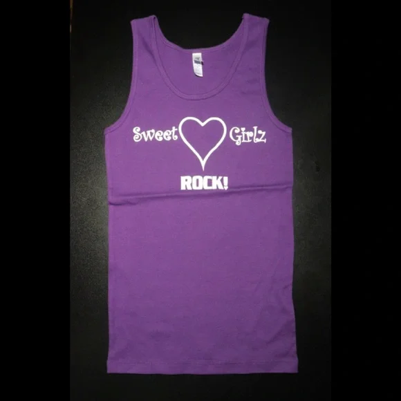 “Sweet Girls Rock” womens Tank top (Purple/White) - Picture 1 of 2